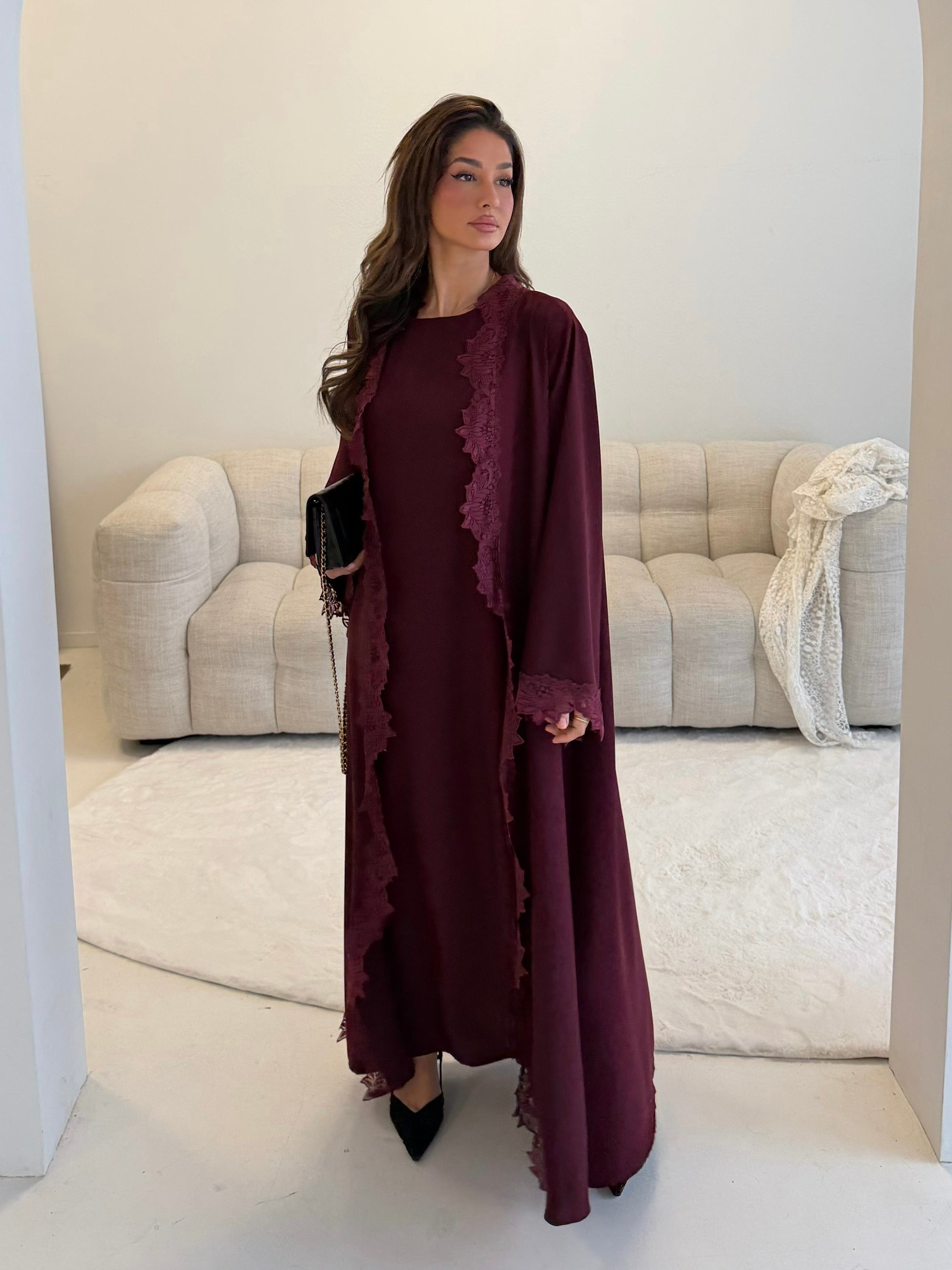 Abaya lace | Bordeaux