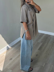 Short sleeve blazer taupe