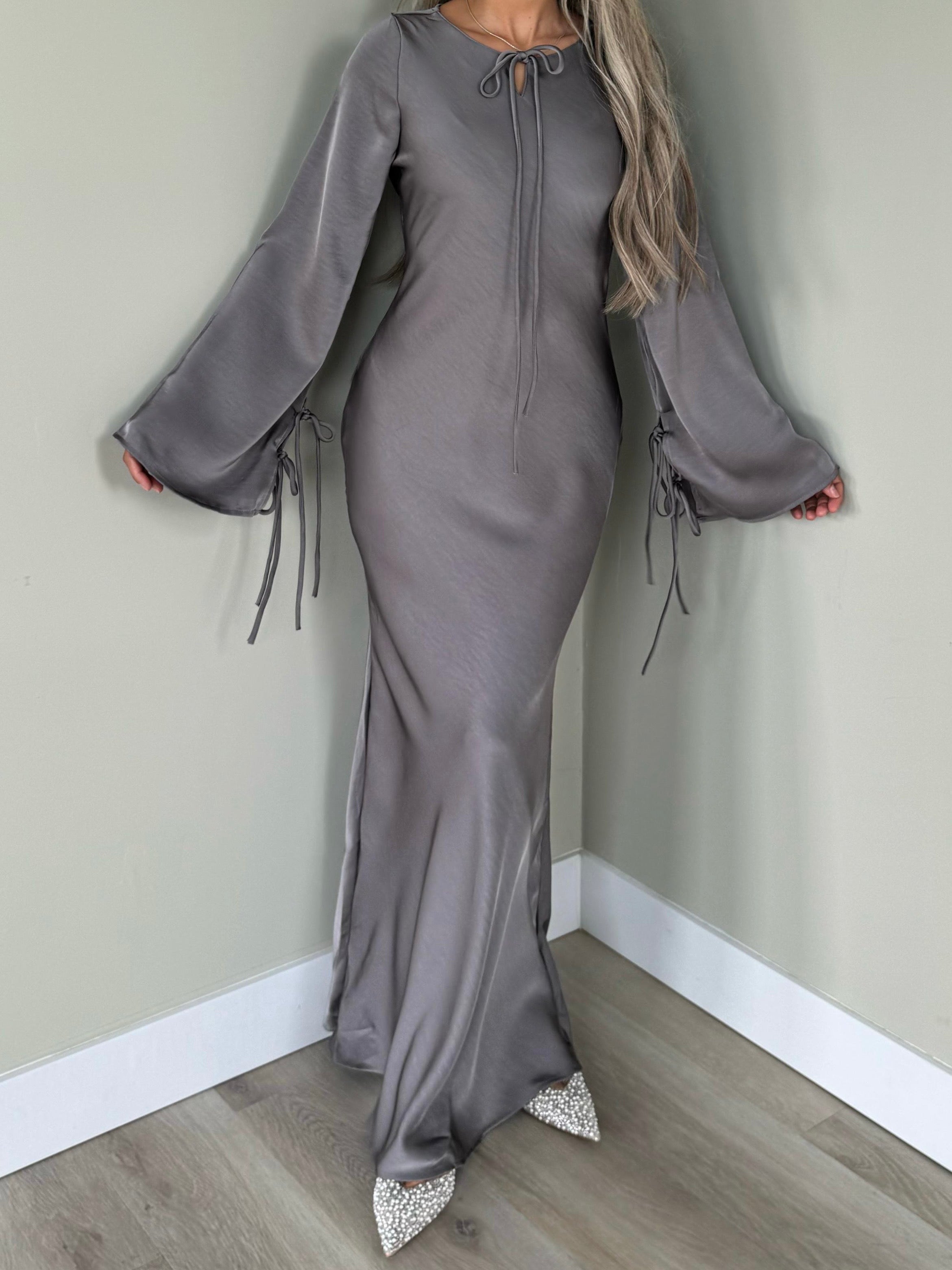 Satin dress grey