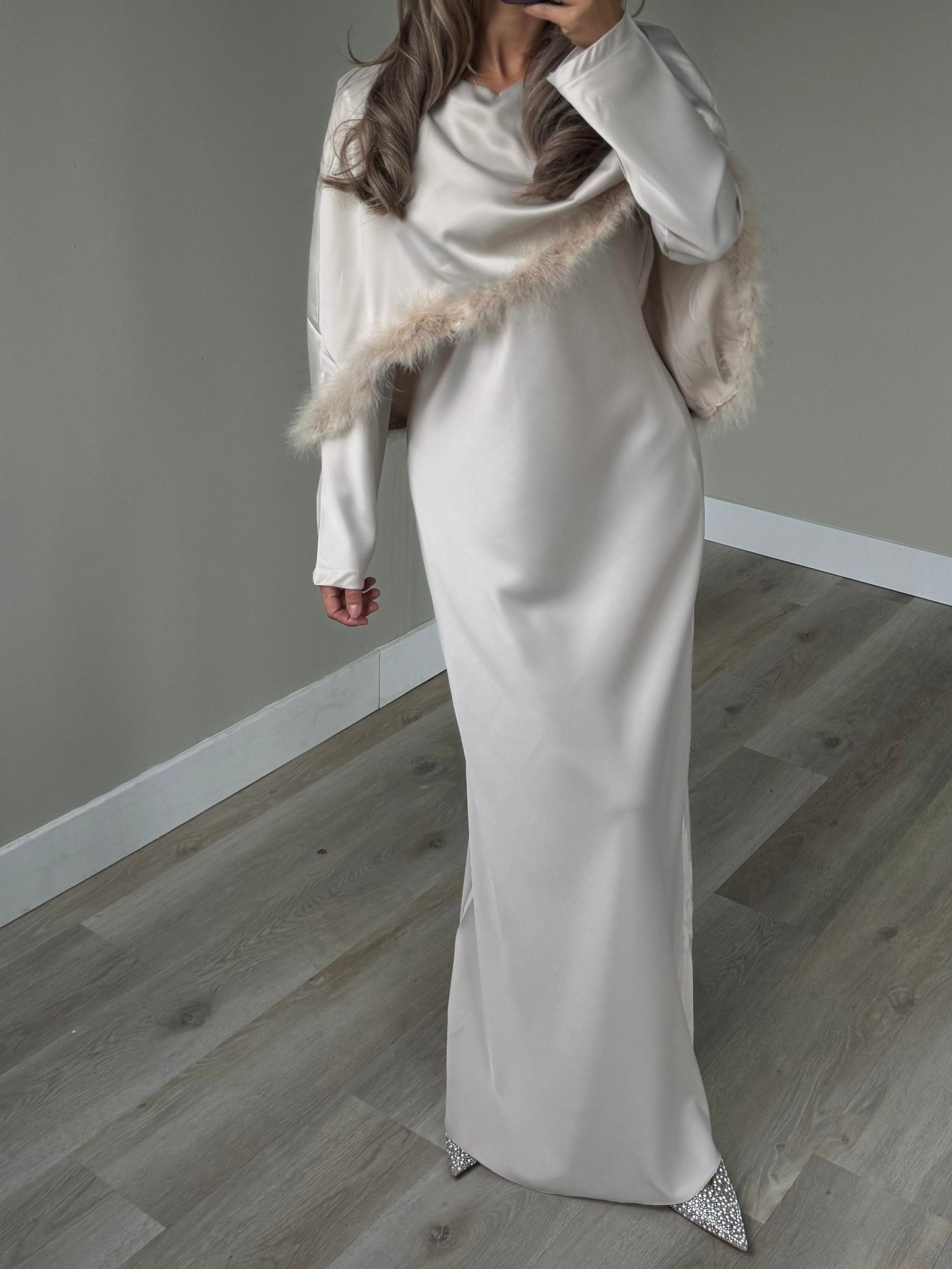 Satin feather dress