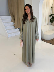 Premium diamond abaya | Khaki