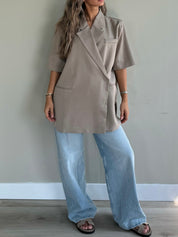 Short sleeve blazer taupe