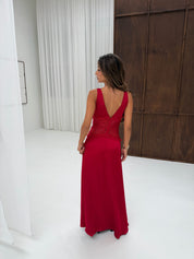Red lace dress
