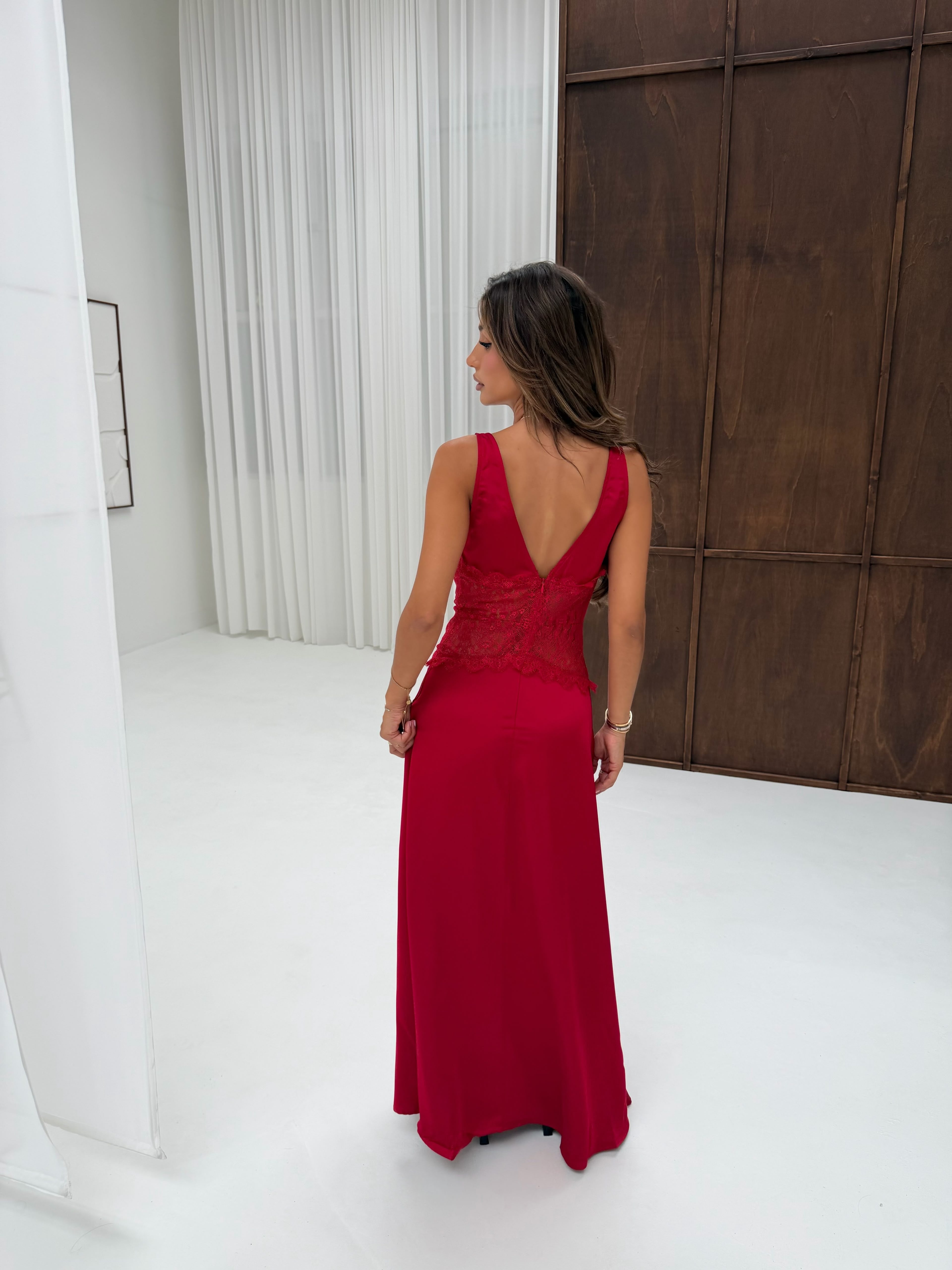 Red lace dress