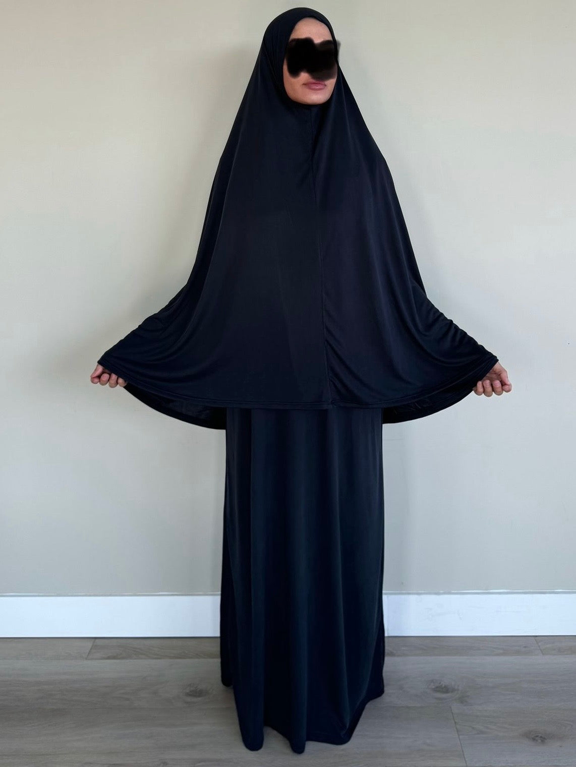 Soft 2 piece dress + khimar | Black