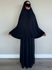 Soft 2 piece dress + khimar | Black