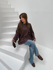 Lana Oversized striped brown