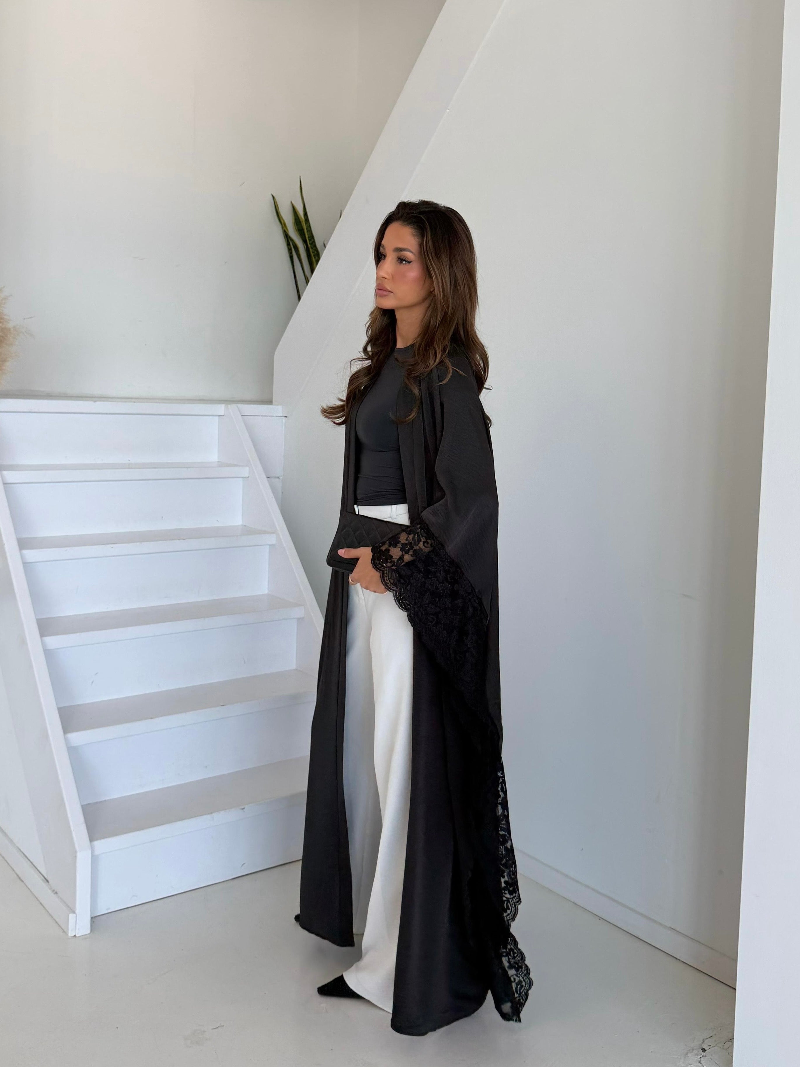 Premium lace kimono | Black