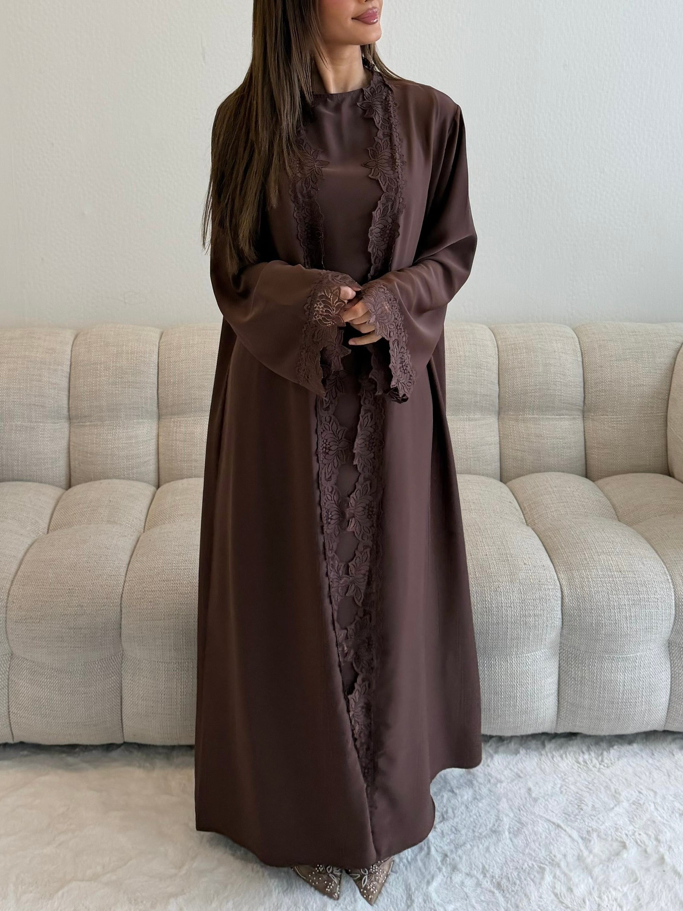 Abaya lace | Brown
