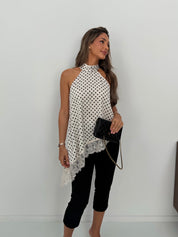 Polka dot satin top
