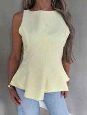 Halter top with pleats butter yellow