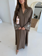 Premium diamond abaya | Brown