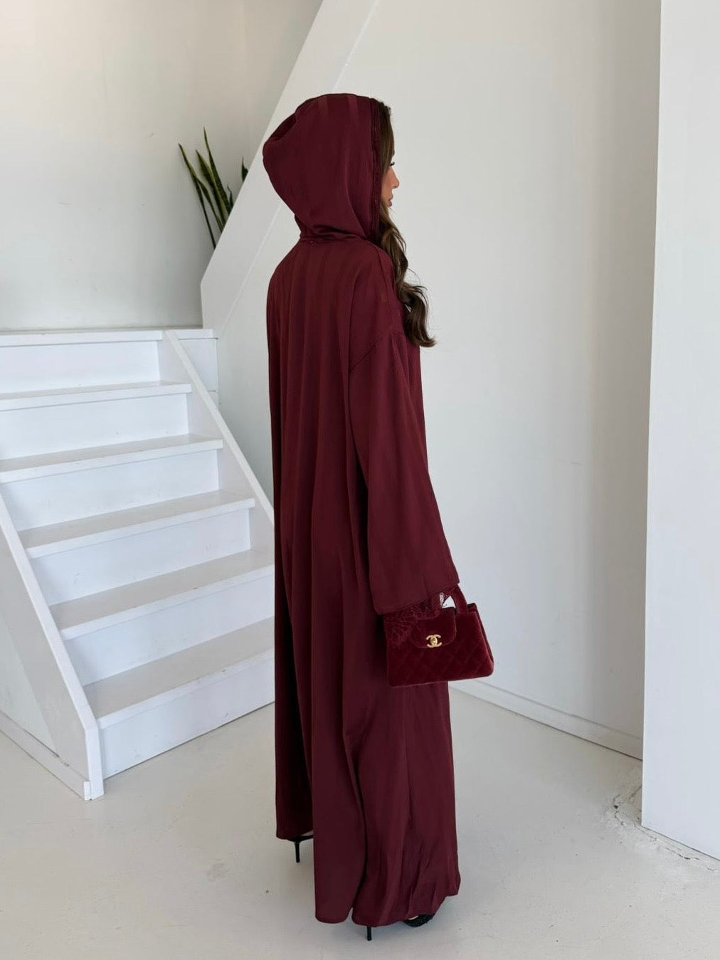 Premium abaya hooded | Bordo