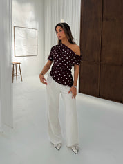 Polka dot top | Brown