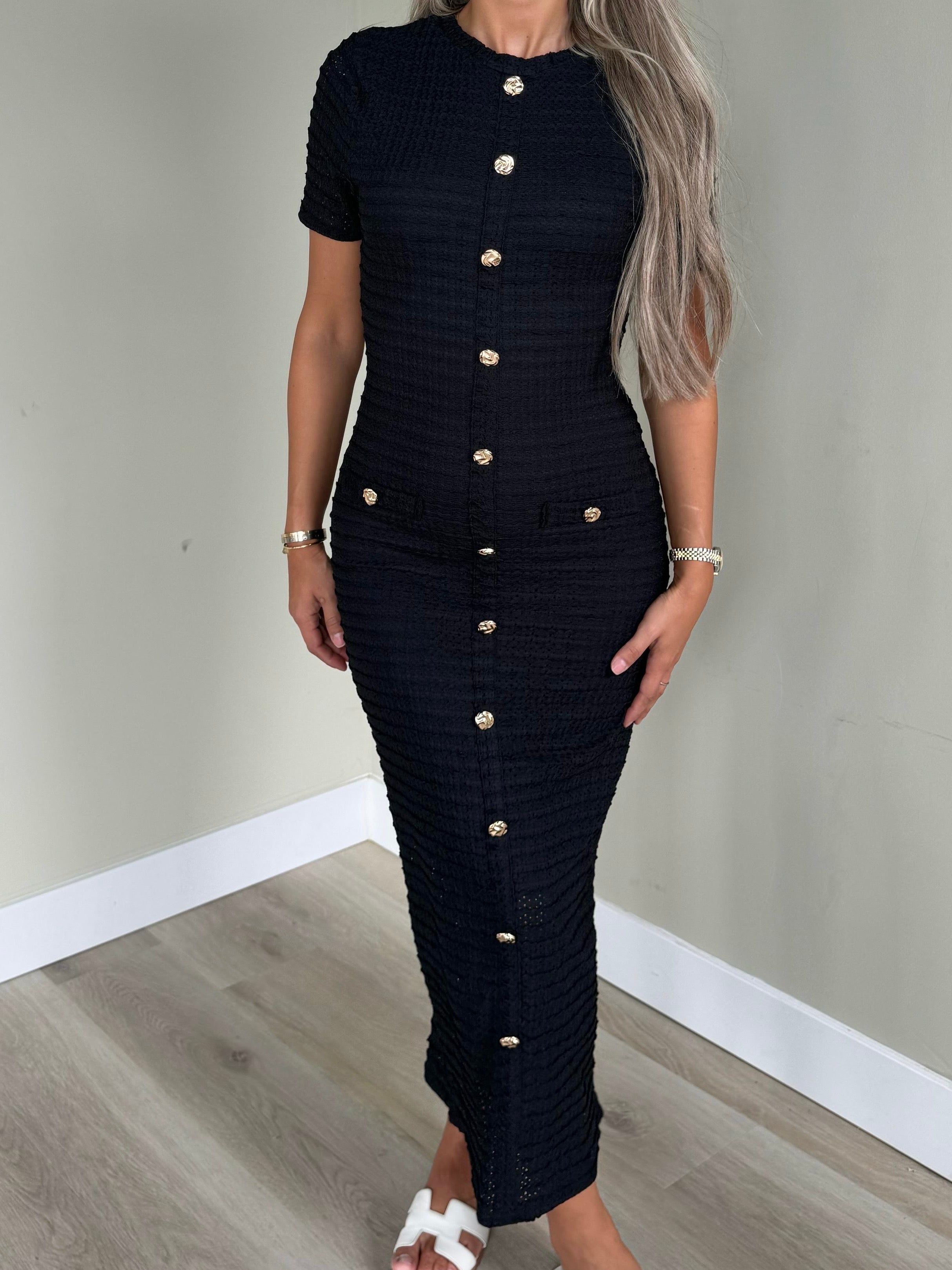 Tweed dress black long