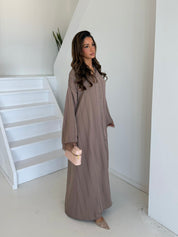 Premium hooded abaya | Taupe