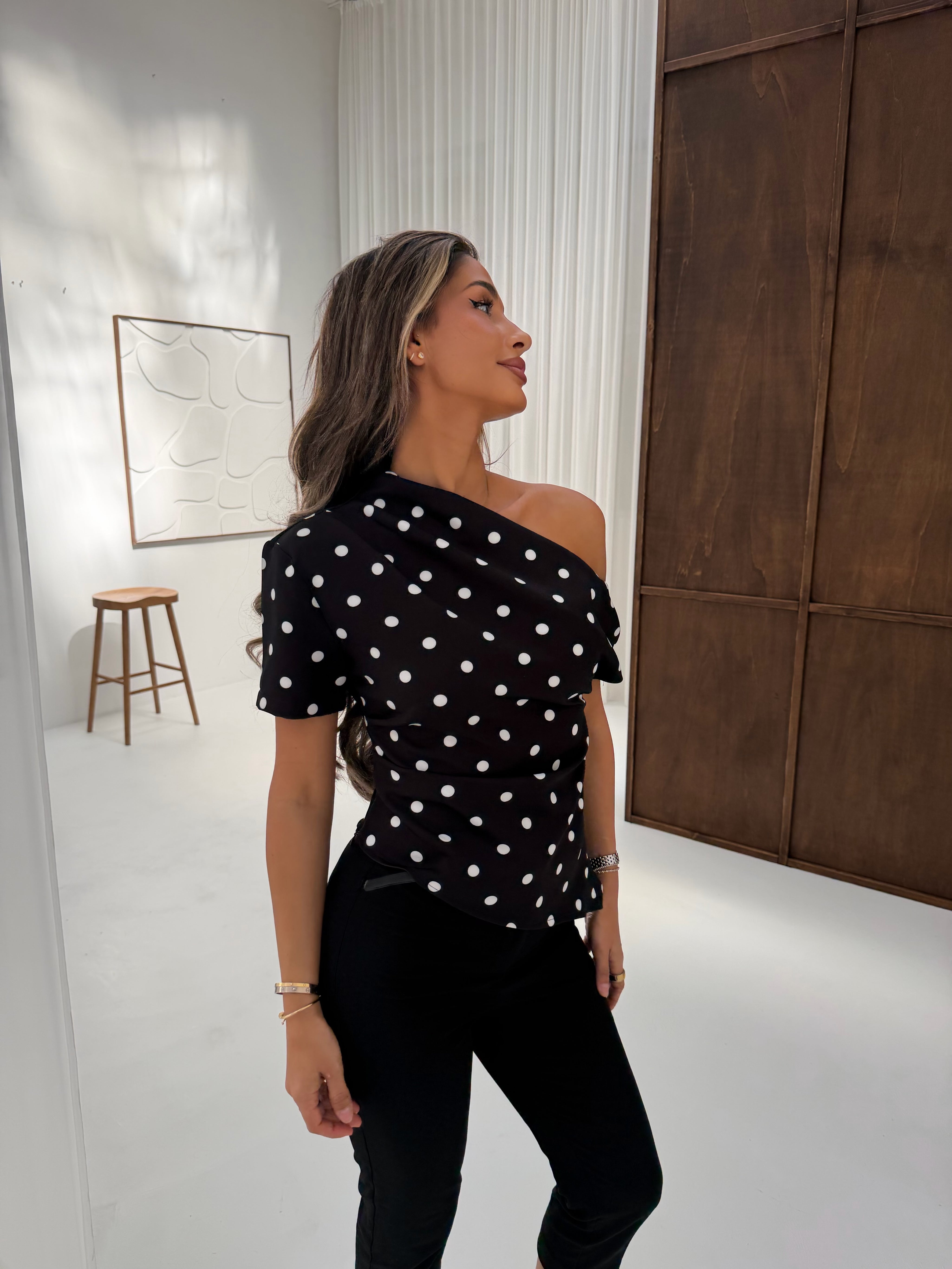 Polka dot top | Black