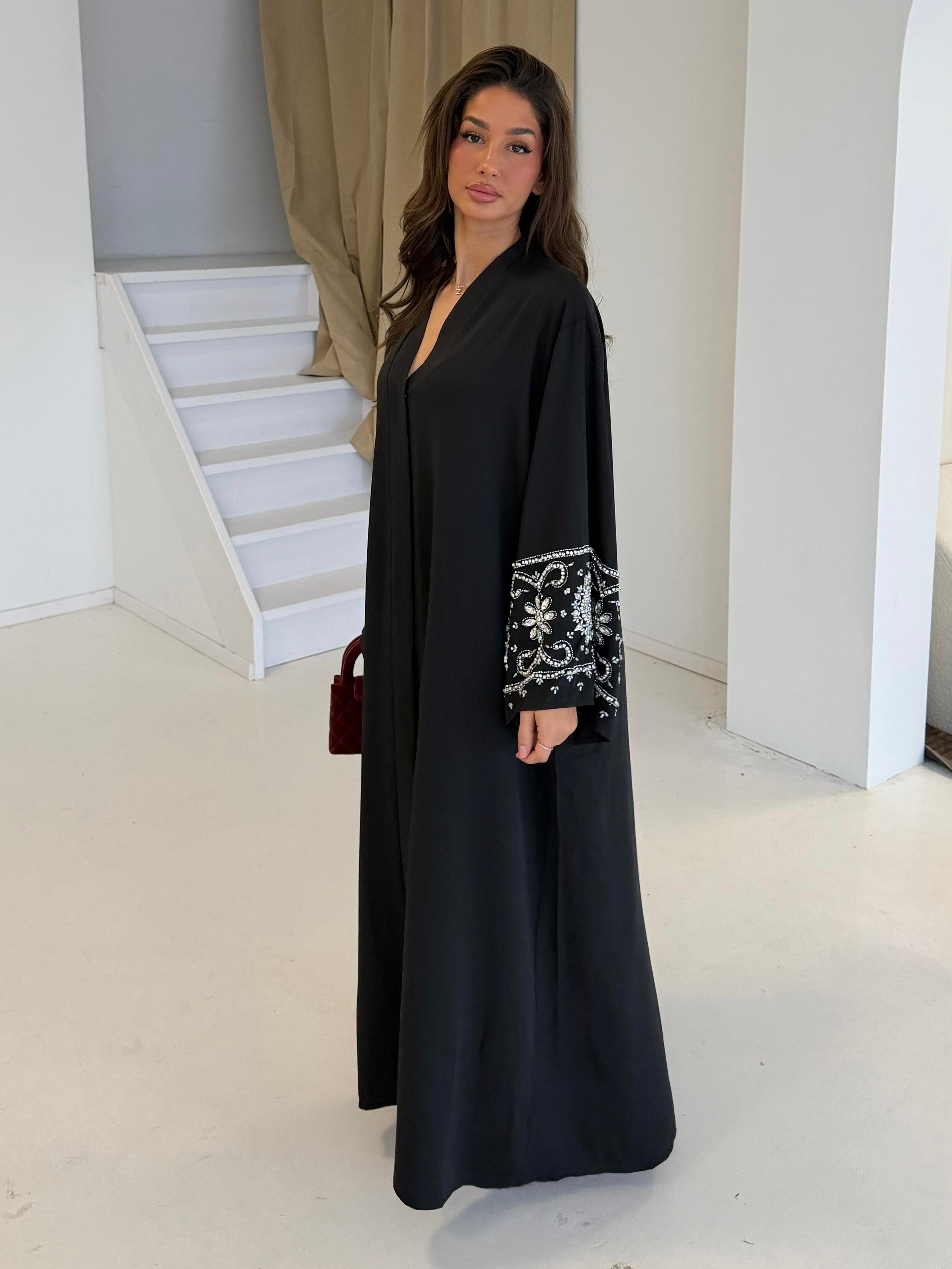 Premium diamond abaya | Black