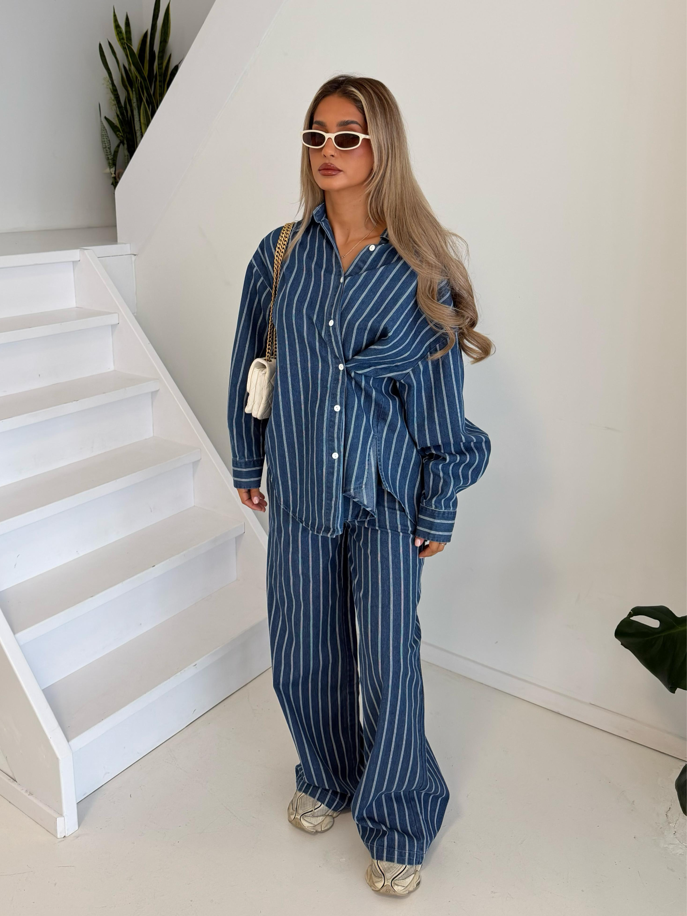 Denim set | striped blue