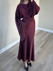 Satin dress browni bordo