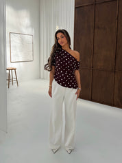 Polka dot top | Brown