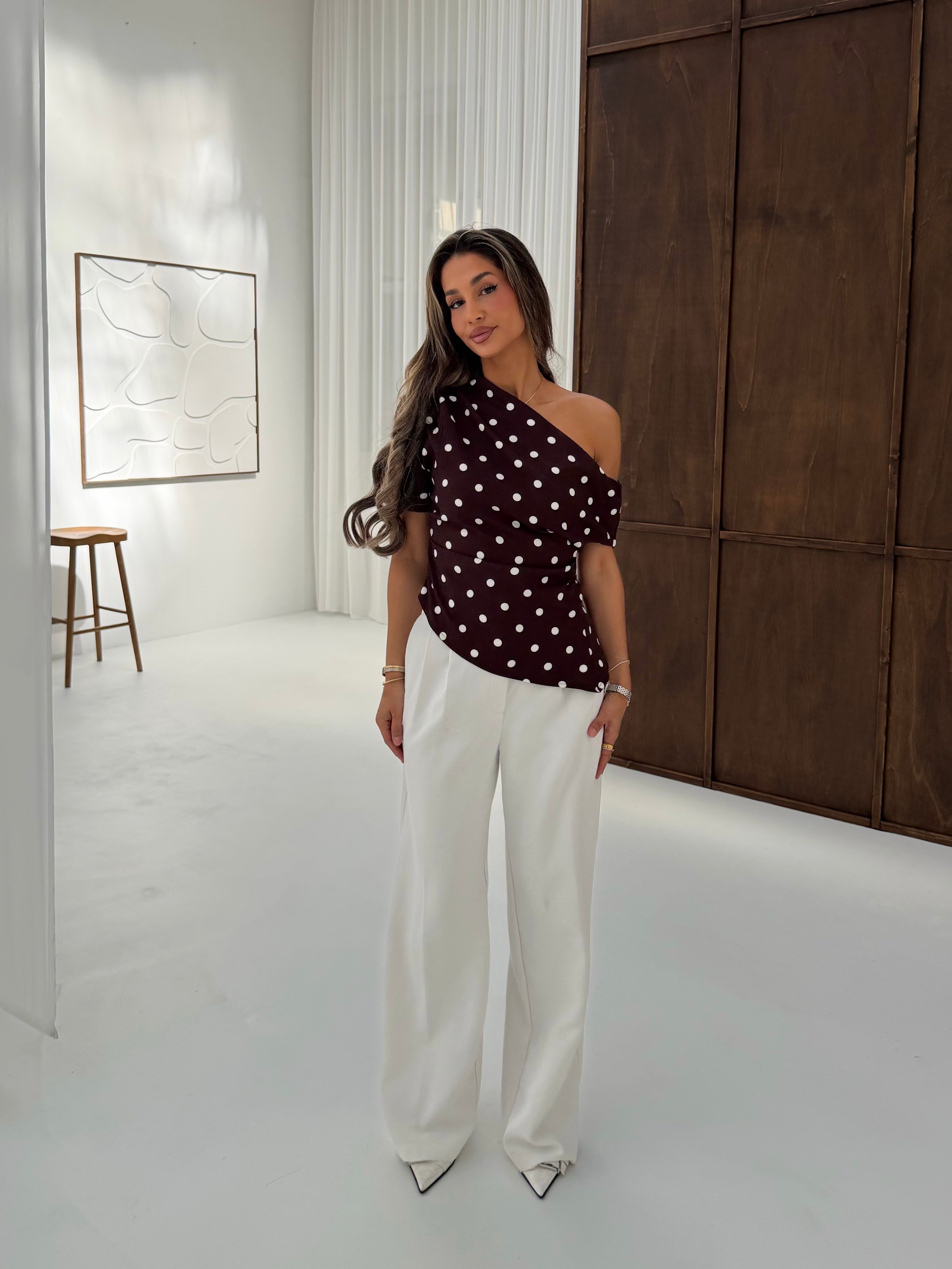 Polka dot top | Brown