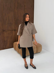 Chic short blazer | Taupe