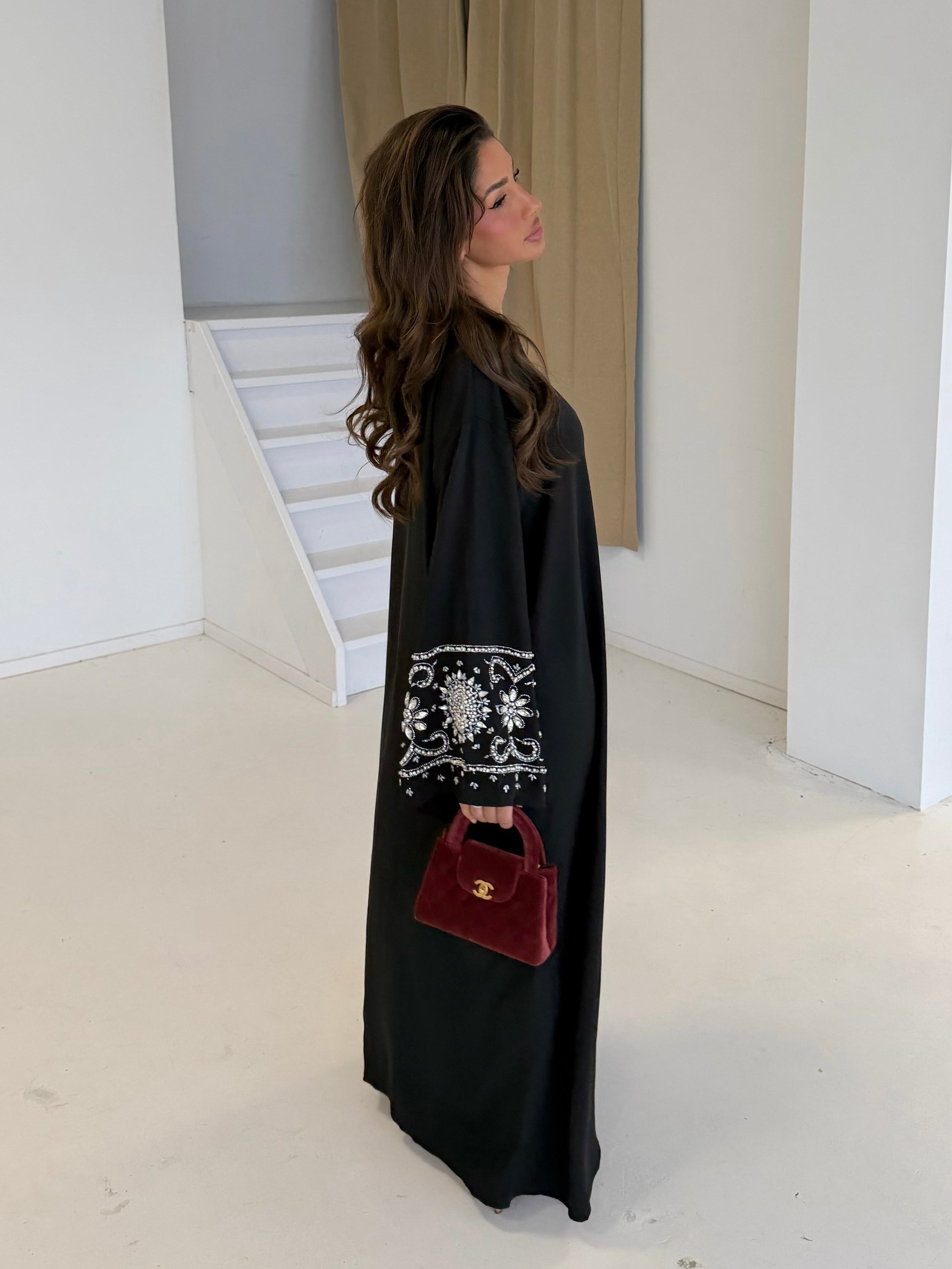 Premium diamond abaya | Black