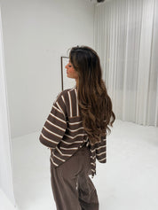 Open back tee brown