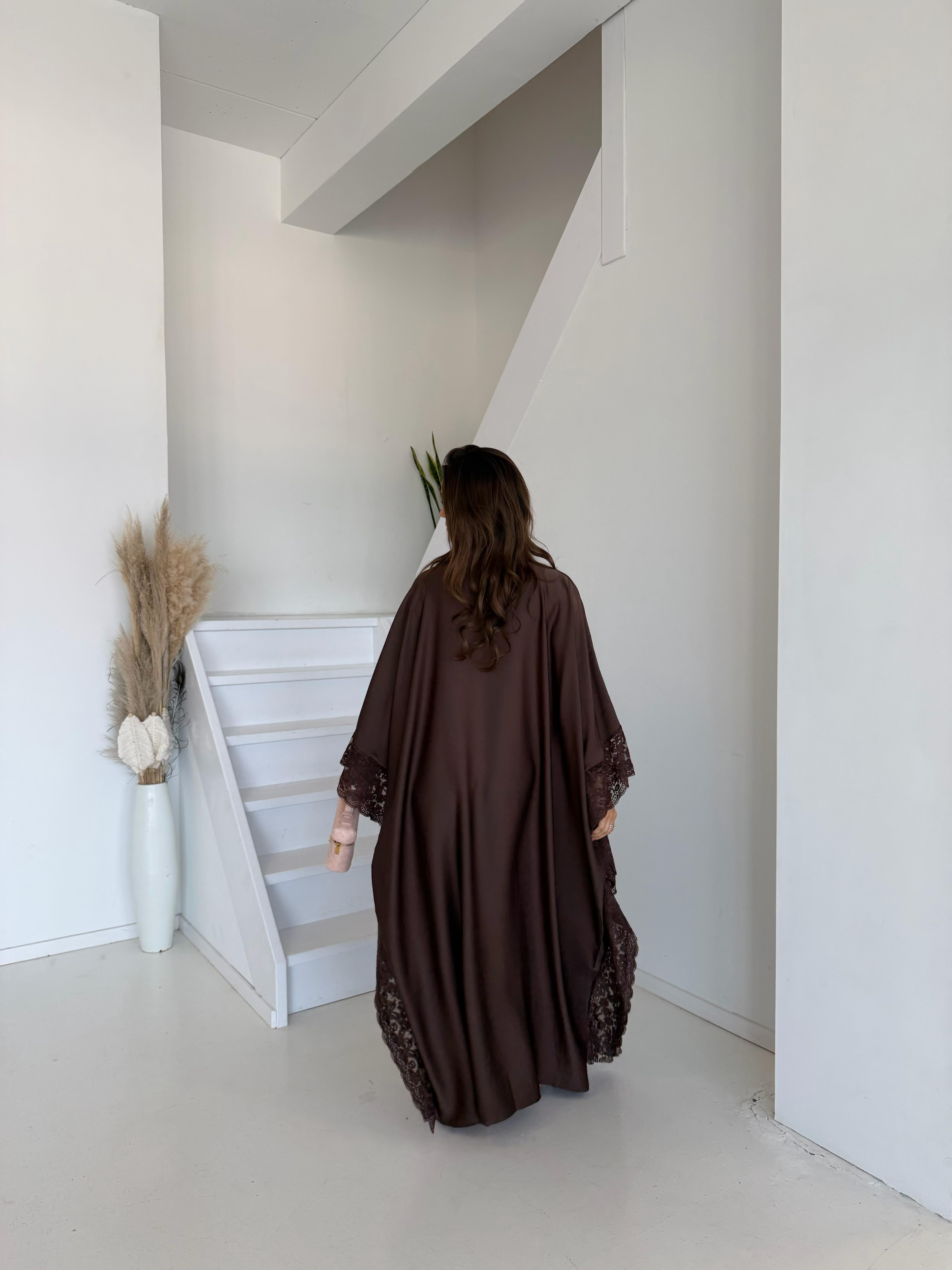 Premium lace kimono | Brown