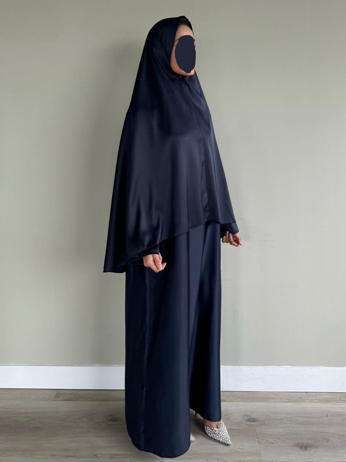 Satin Khimar | Navy