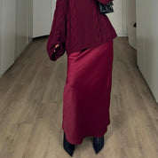 SATIN SKIRT BORDO