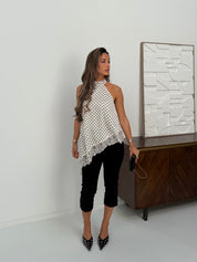 Polka dot satin top