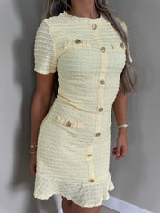 Tweed dress butter yellow