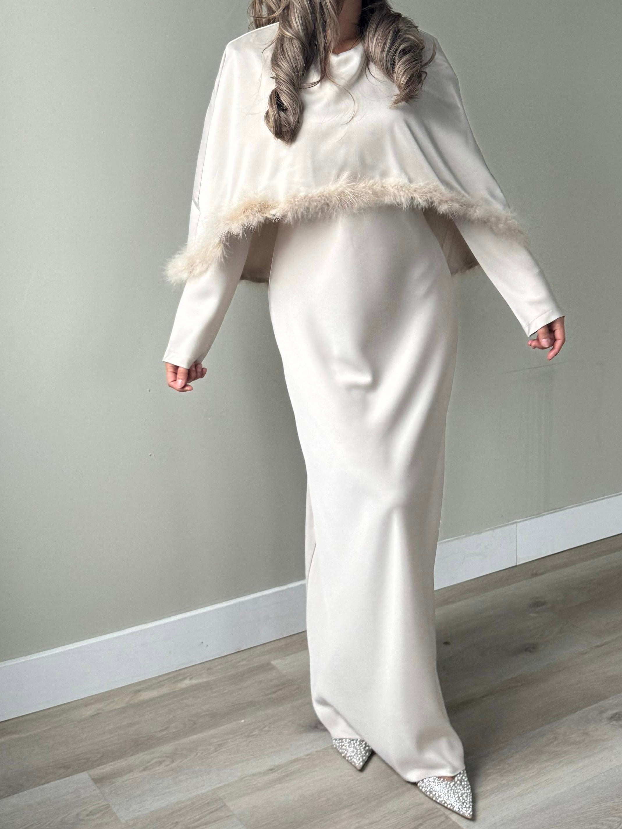 Satin feather dress
