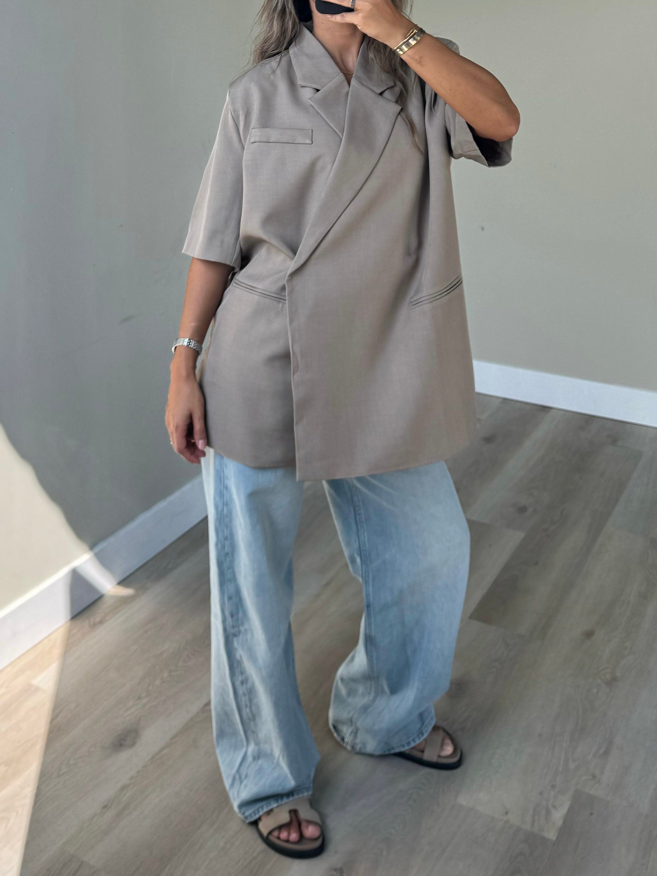 Short sleeve blazer taupe