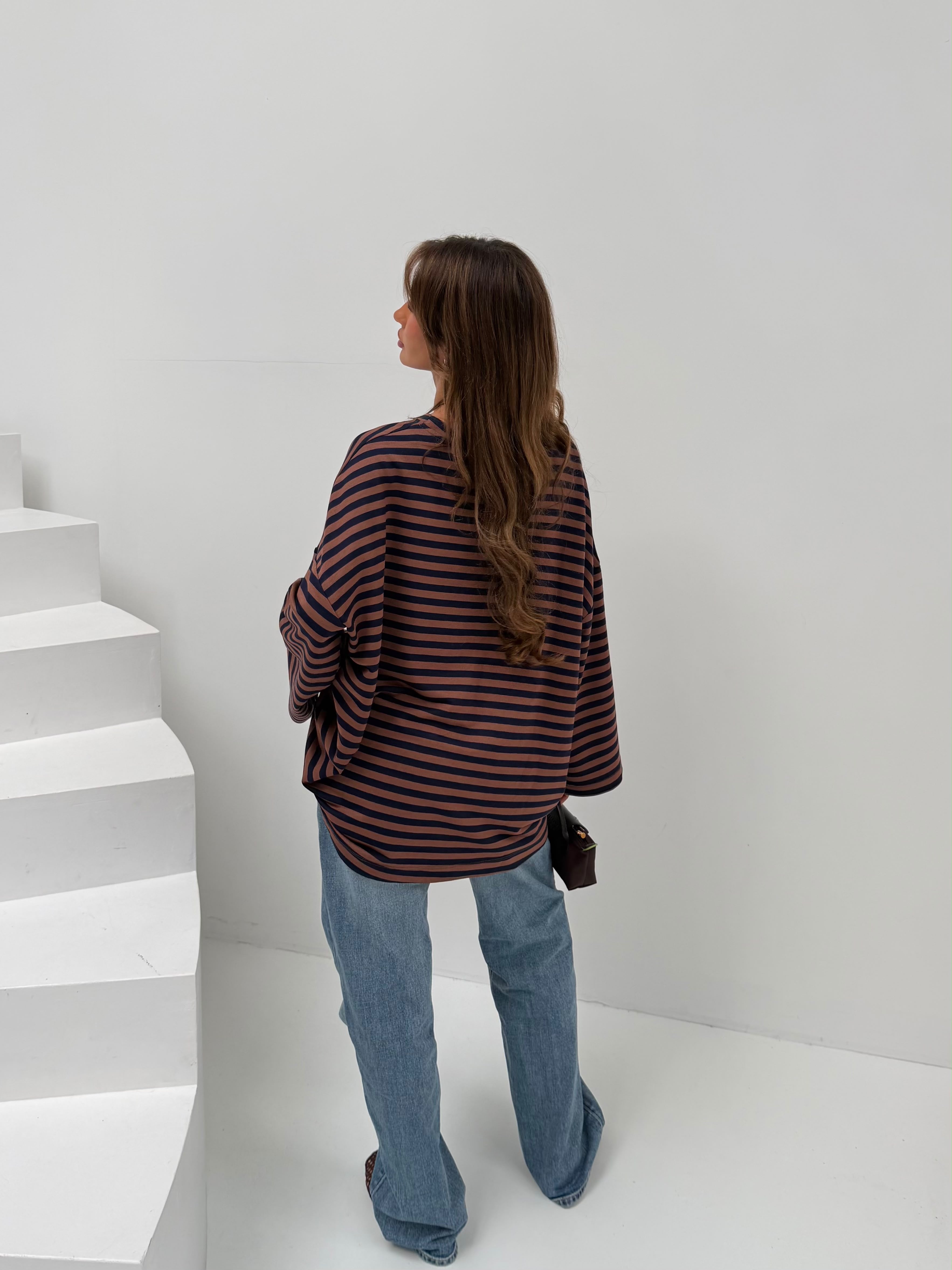 Lana Oversized striped brown