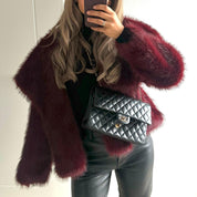 Faux fur coat - Bordeaux