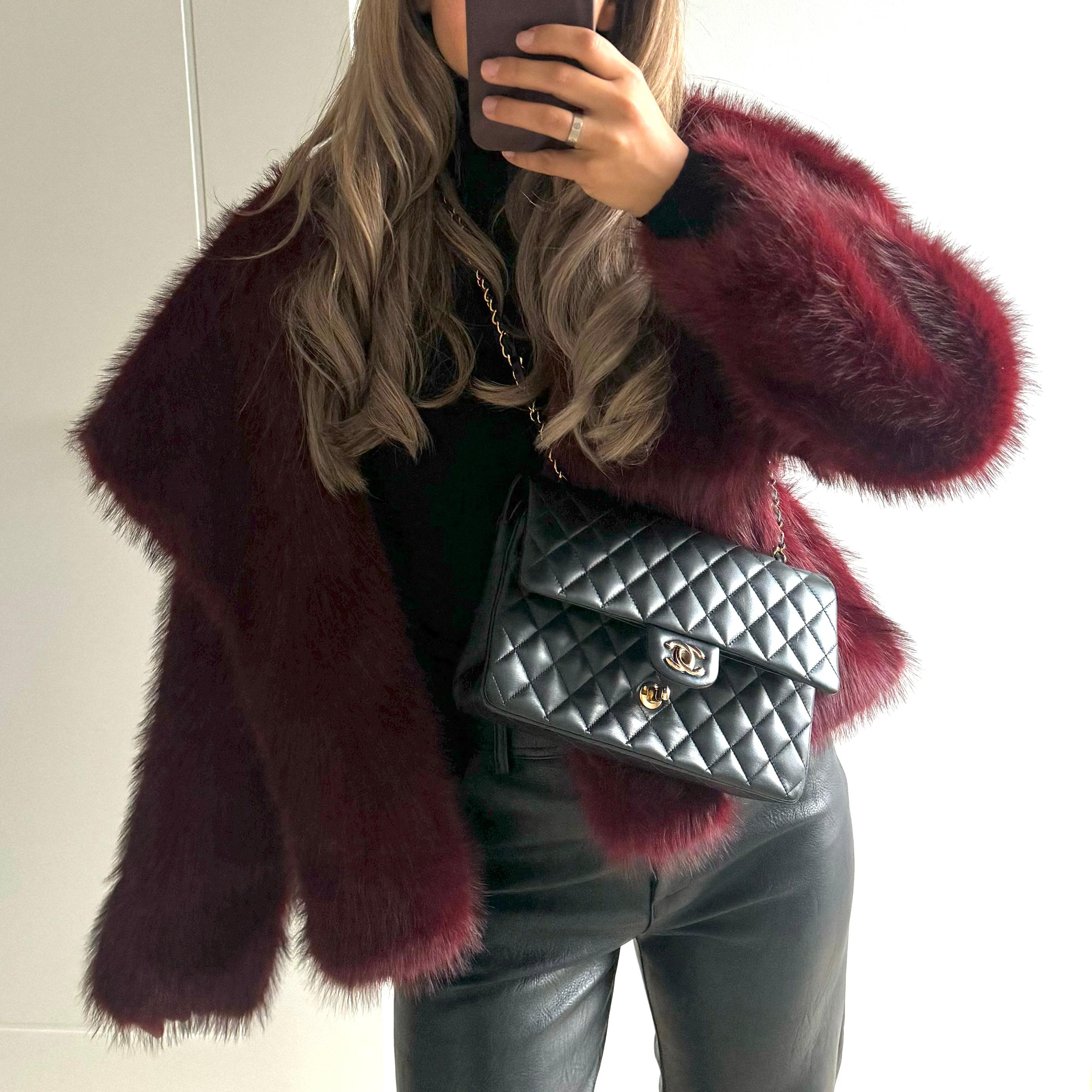 Faux fur coat - Bordeaux