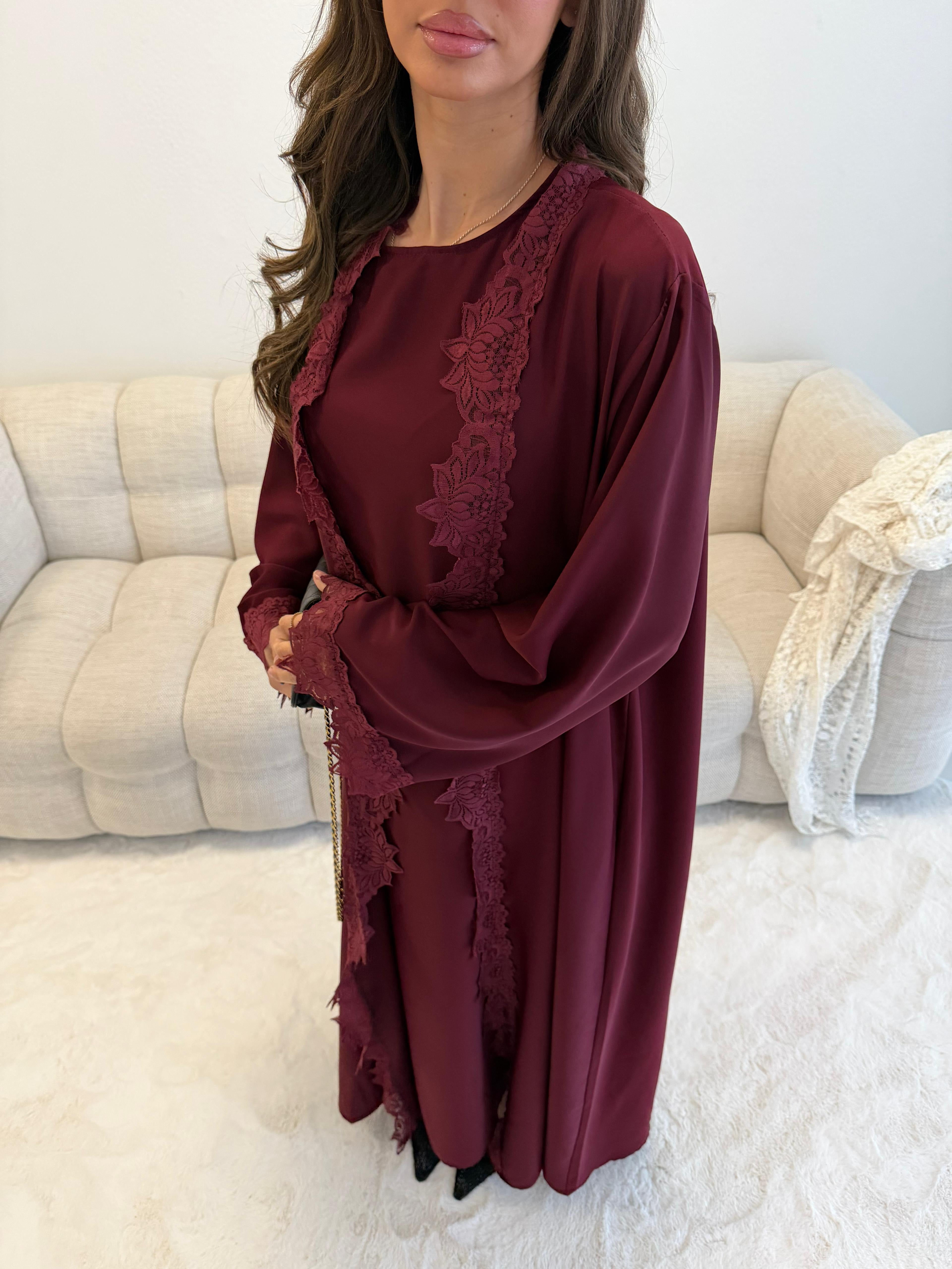 Abaya lace | Bordeaux