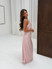 Pink satin dress