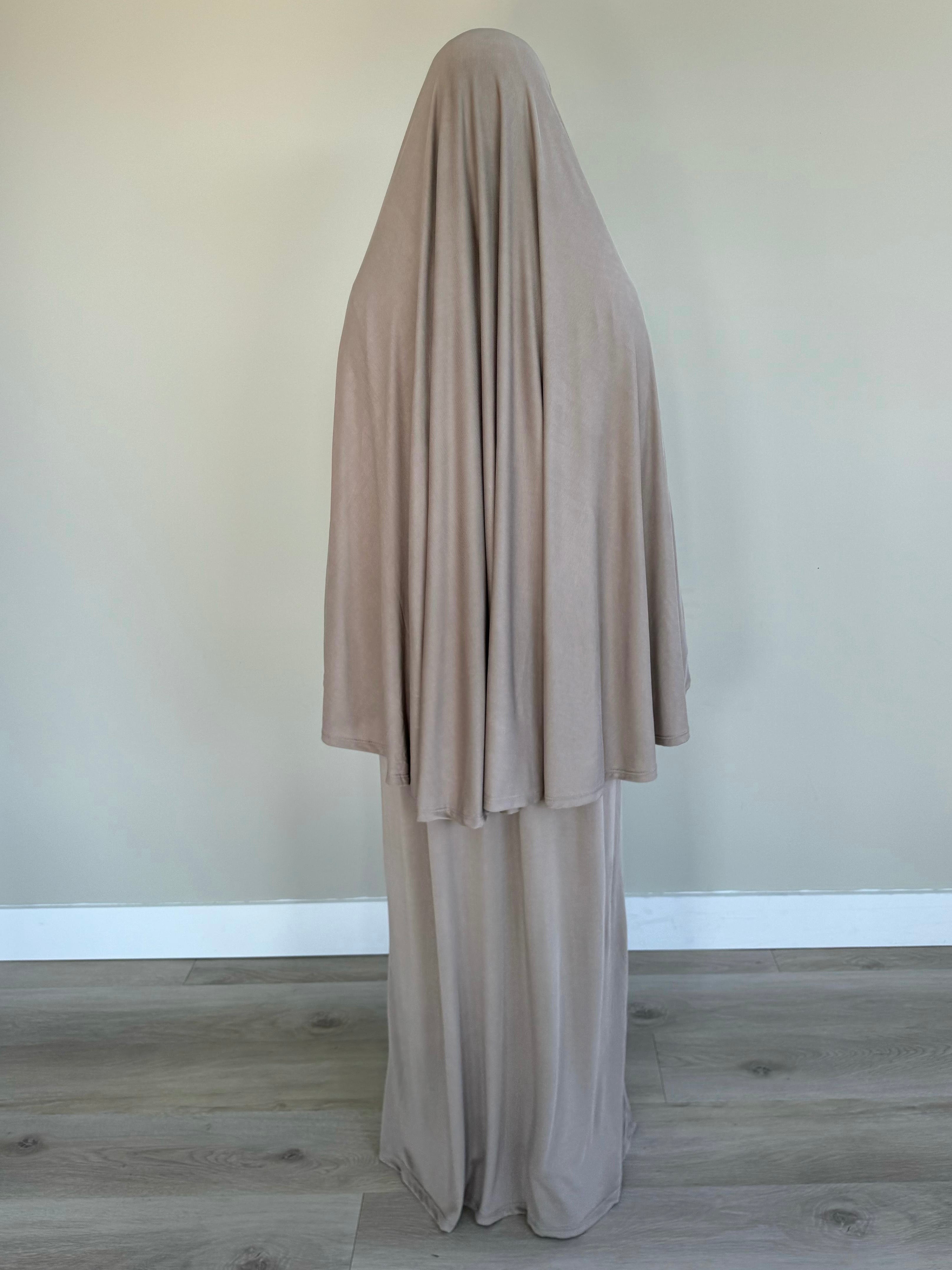 Soft 2 piece dress + khimar | Stone