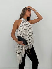 Polka dot satin top