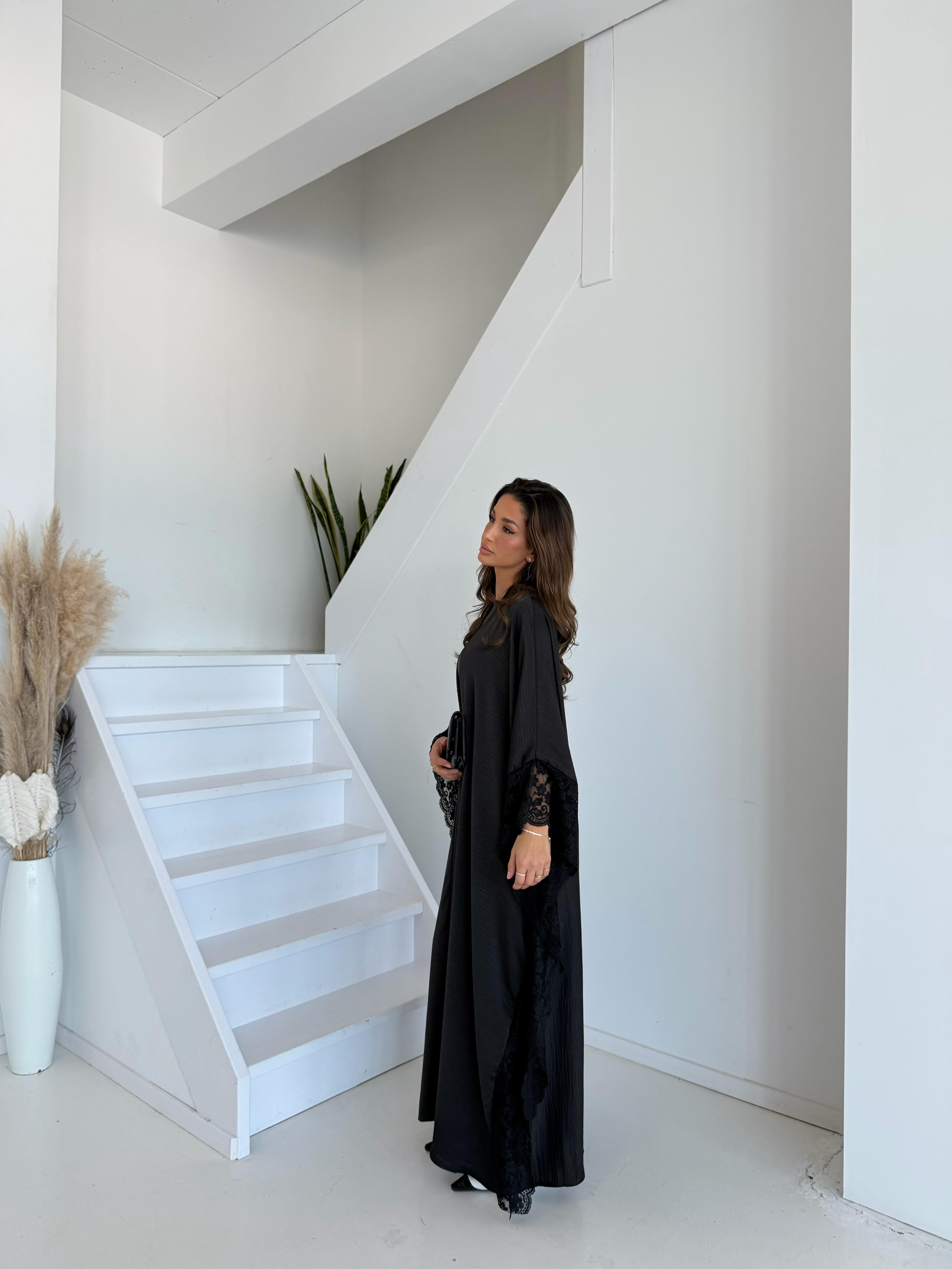 Premium lace kimono | Black