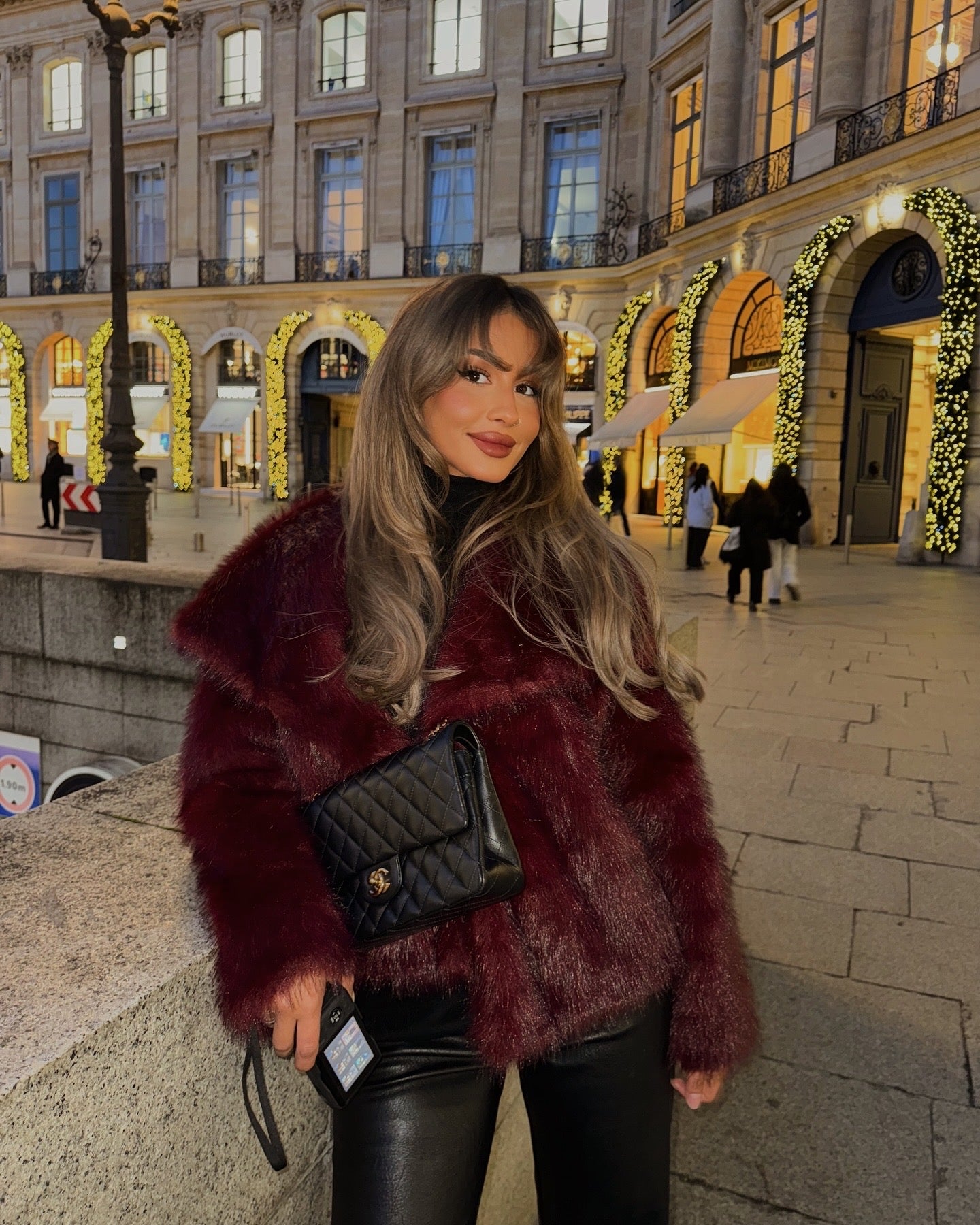 Faux fur coat - Bordeaux