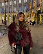 Faux fur coat - Bordeaux