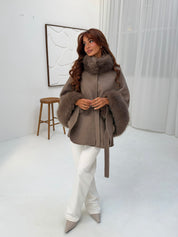 Faux fur wool coat