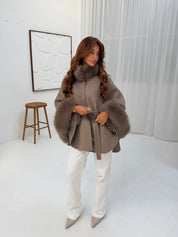 Faux fur wool coat