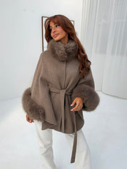 Faux fur wool coat